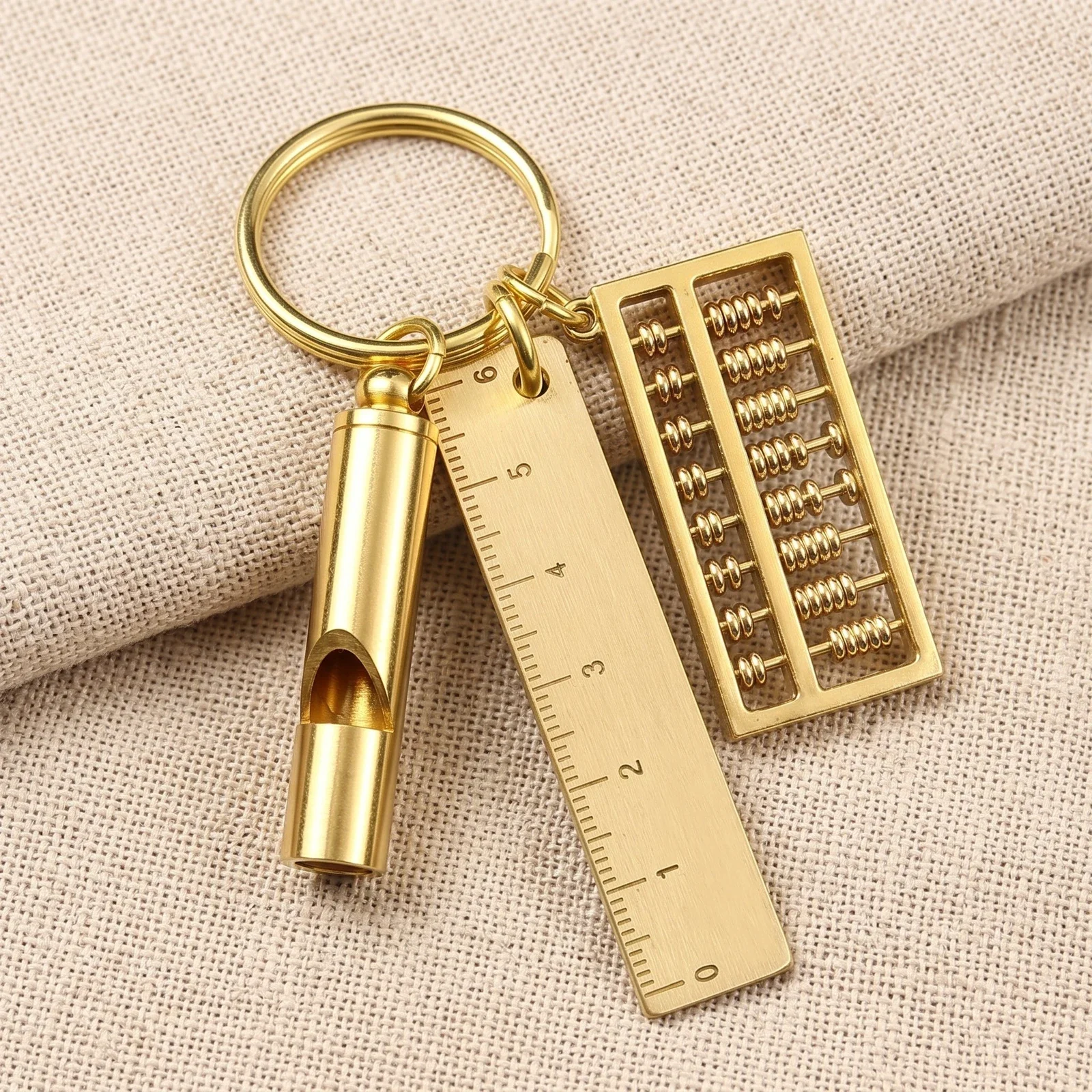 Movable Abacus and Gourd Brass Keychain