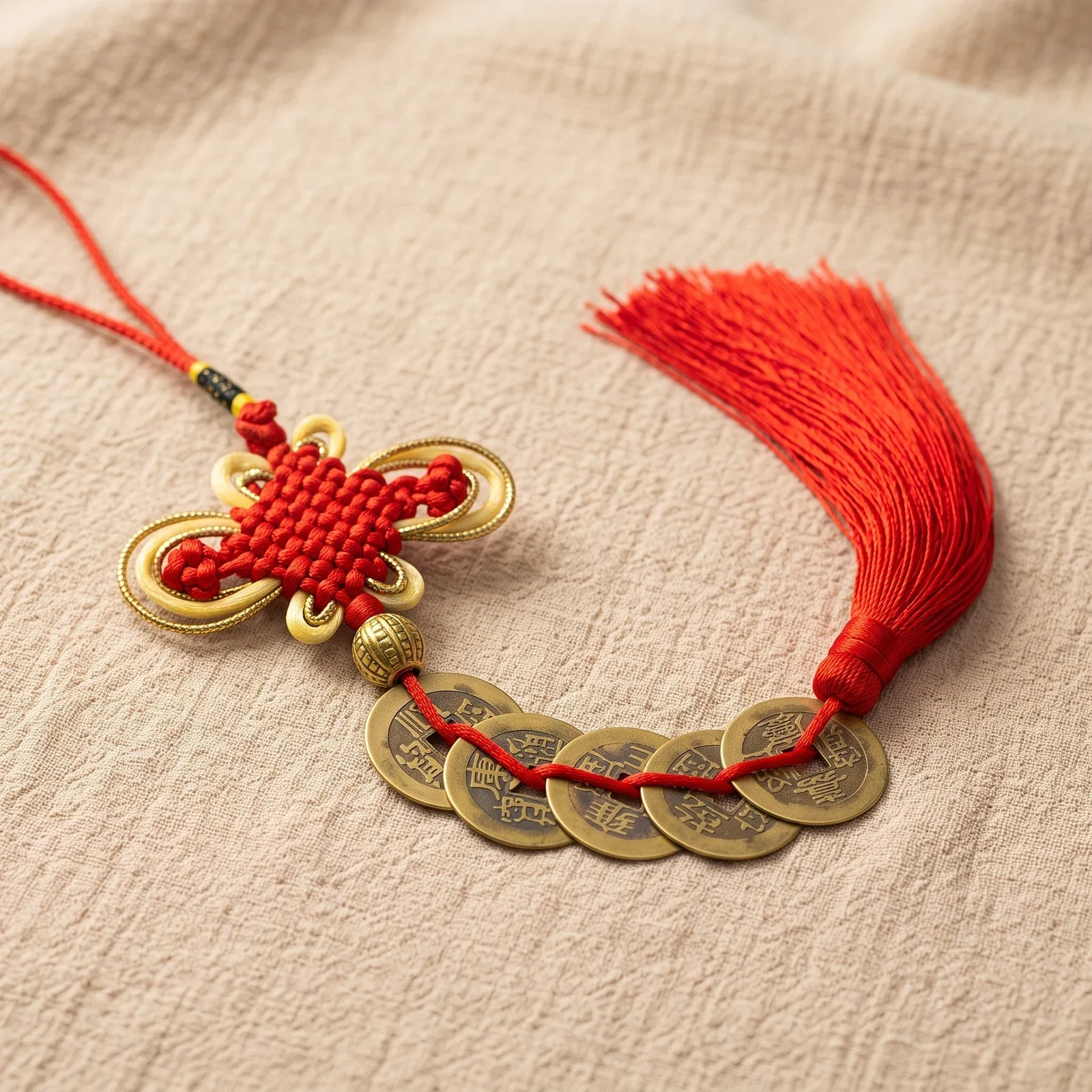 Nine Emperor Coin Chinese Knot Wall Hanging