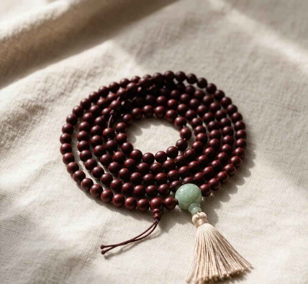 Rosewood 108 Mala with Jade Guru Bead