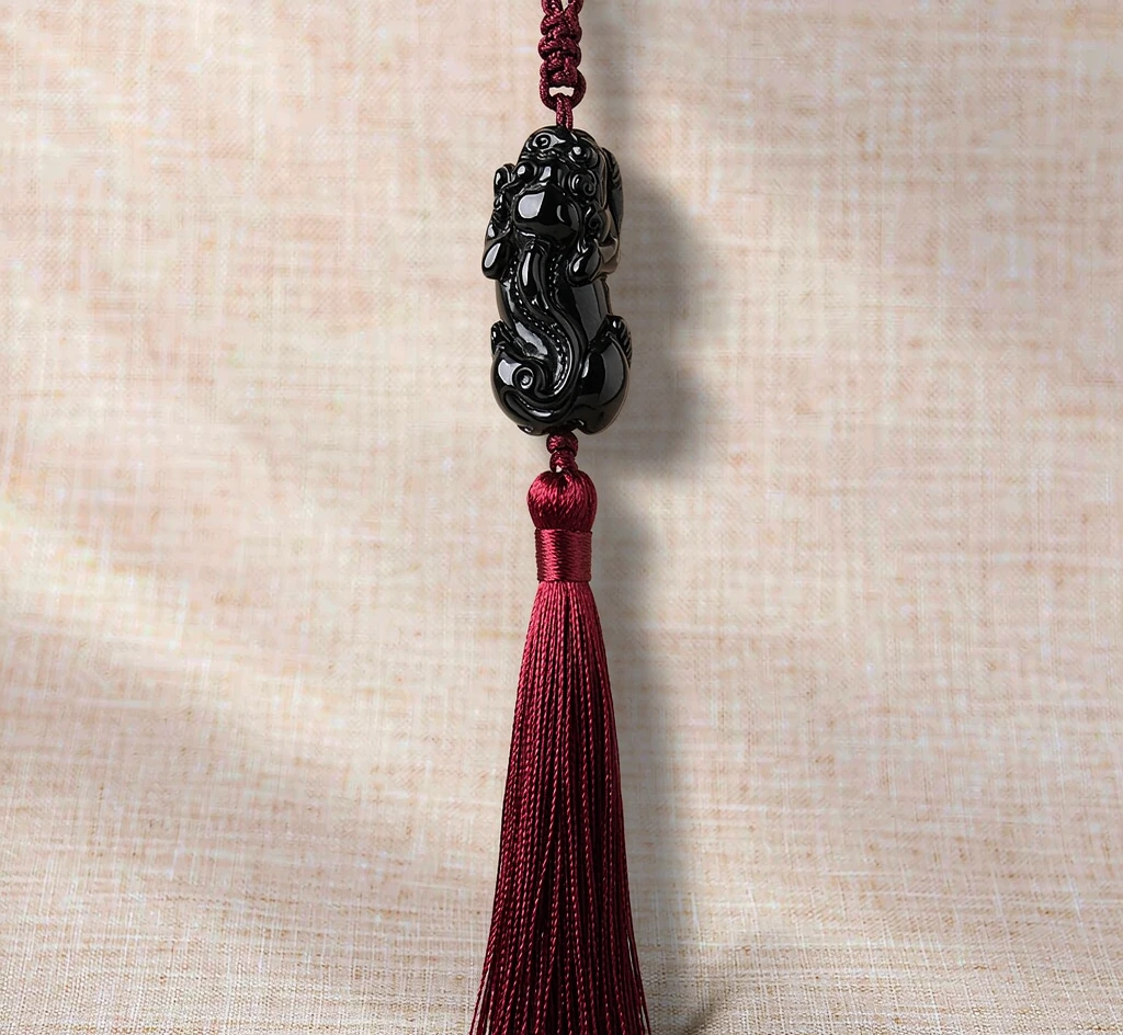 Black Obsidian Pixiu Car Charm