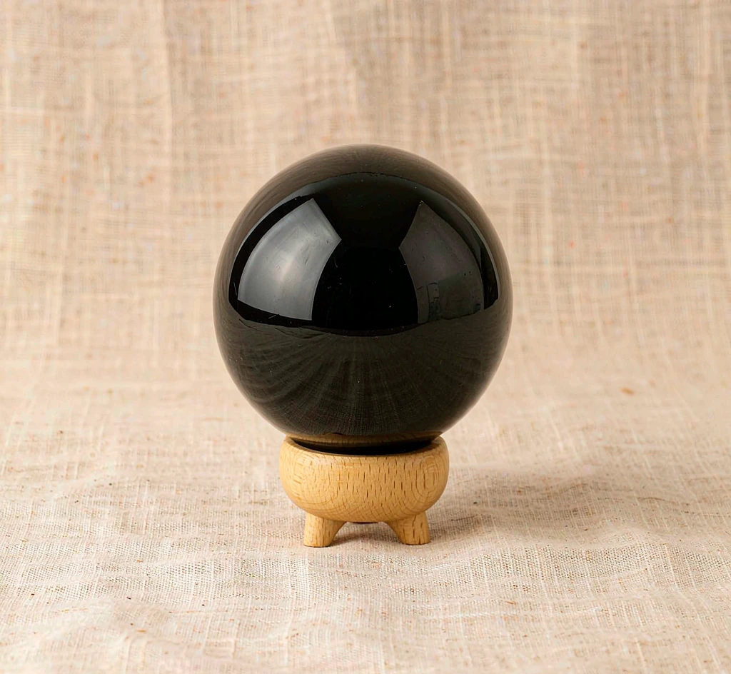 Black Obsidian Sphere with Stand