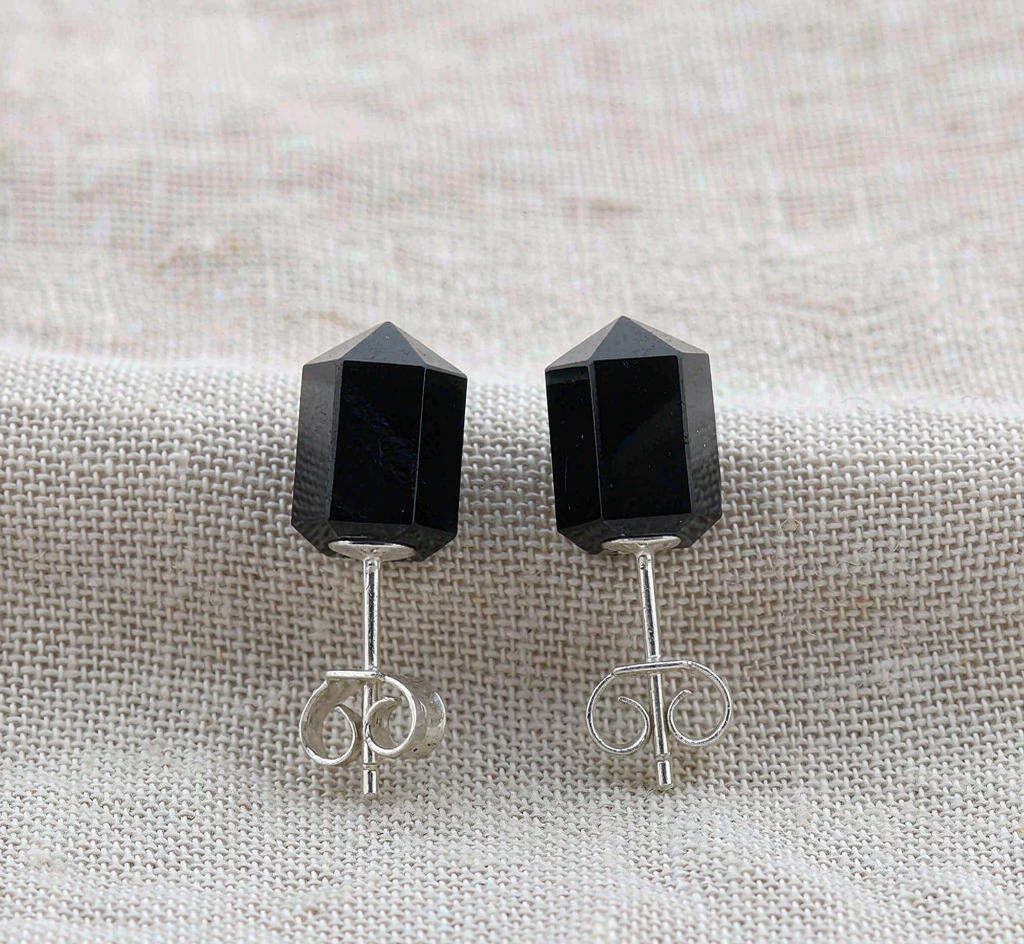 Black Obsidian Stud Earrings — Prism