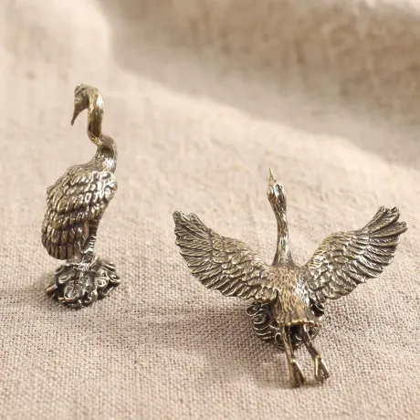 Brass Crane Pair Ornament