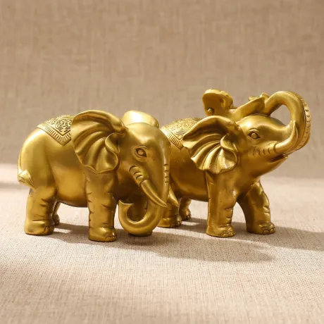 Brass Elephant Pair Ornament