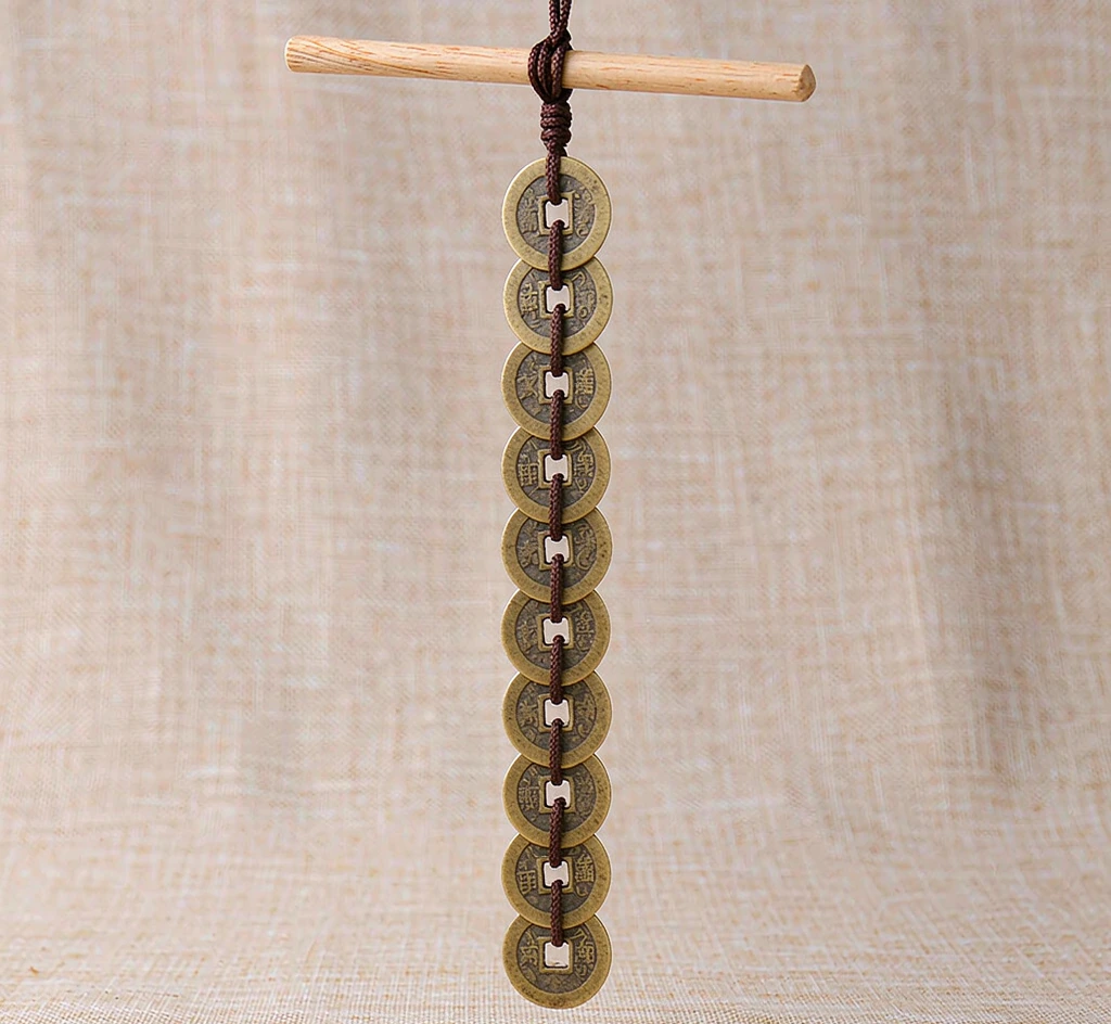 Brass Nine Emperor Coin Door Hanging