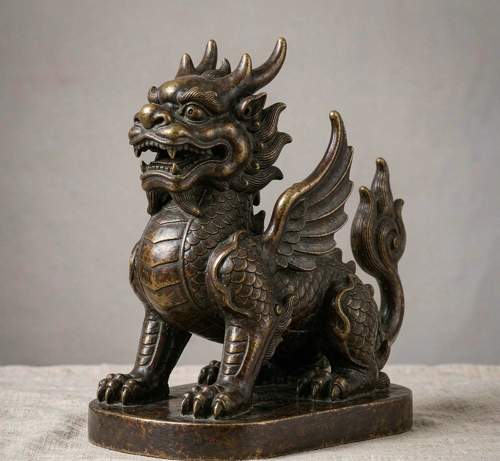 Brass Pixiu Statue — Large