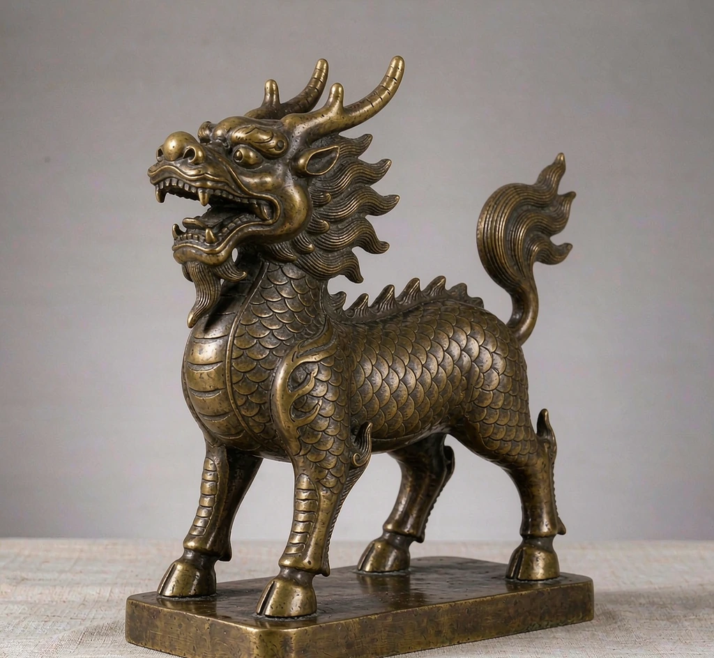 Brass Qilin Guardian — Large