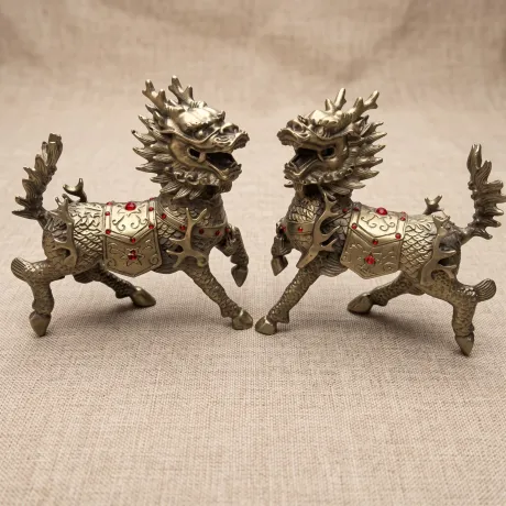 Brass Qilin Pair Ornament
