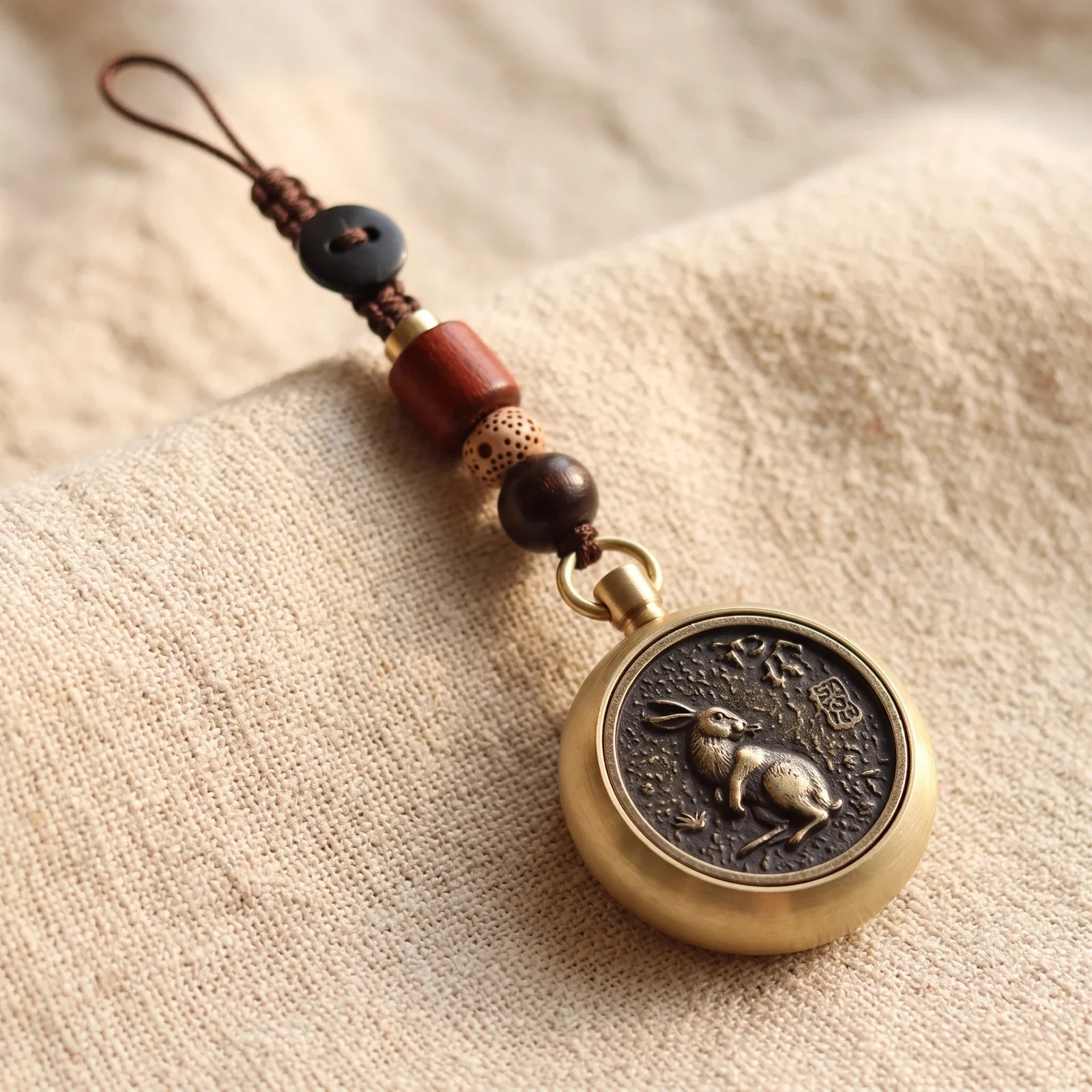 Vintage Spinning Zodiac Brass Keychain — photo 2