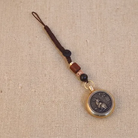 Vintage Spinning Zodiac Brass Keychain