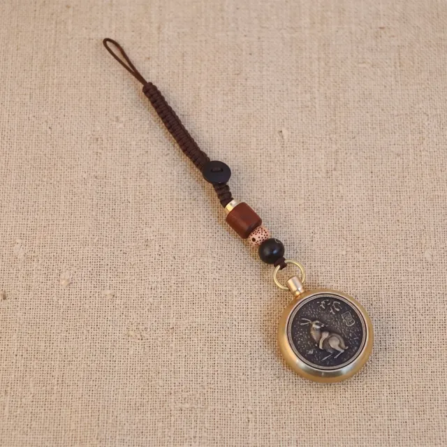 Vintage Spinning Zodiac Brass Keychain