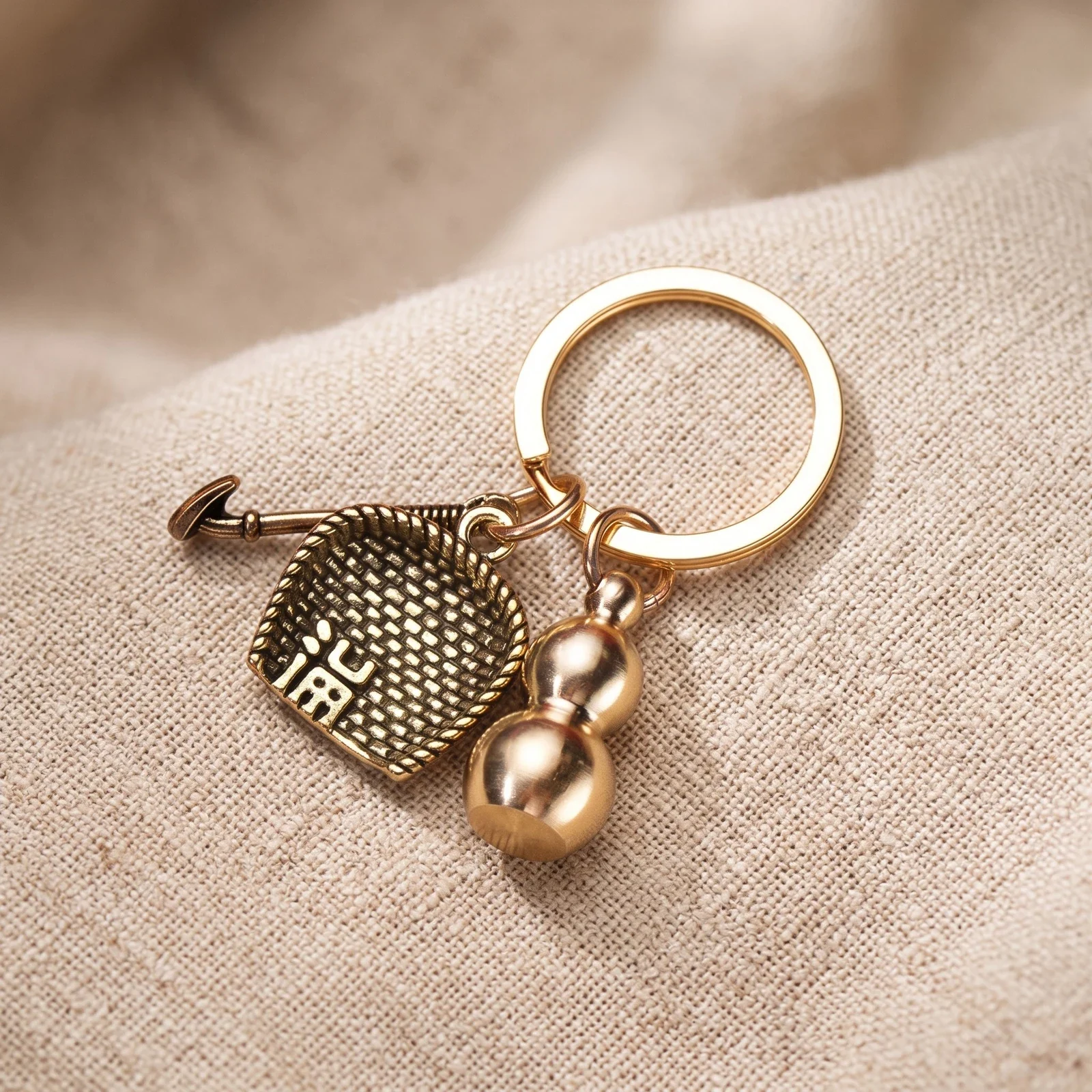 Solid Brass Gourd and Coin Car Charm — photo 2