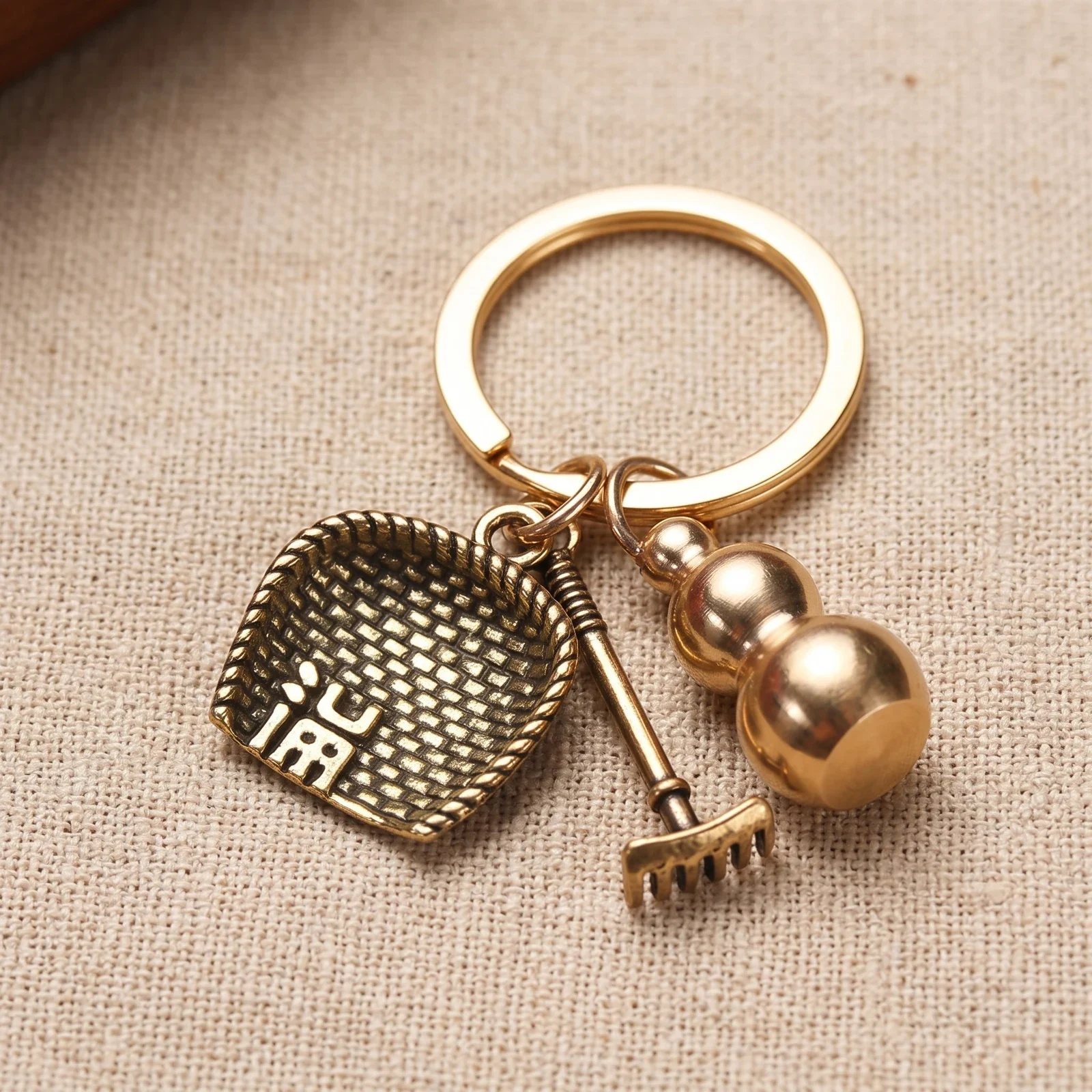 Solid Brass Gourd and Coin Car Charm — photo 3