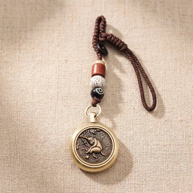 Spinning Zodiac Coin Brass Keychain