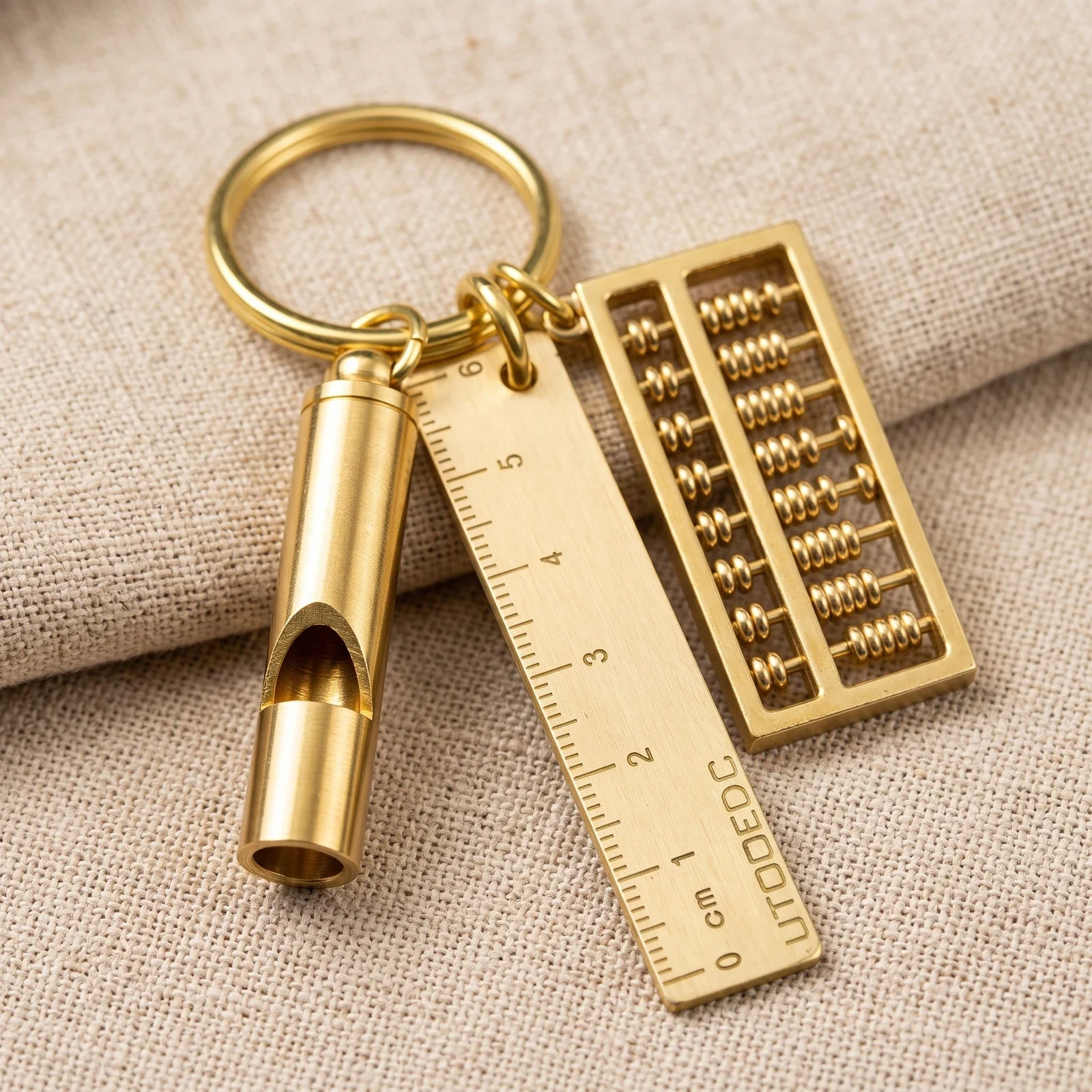 Movable Abacus and Gourd Brass Keychain — photo 2