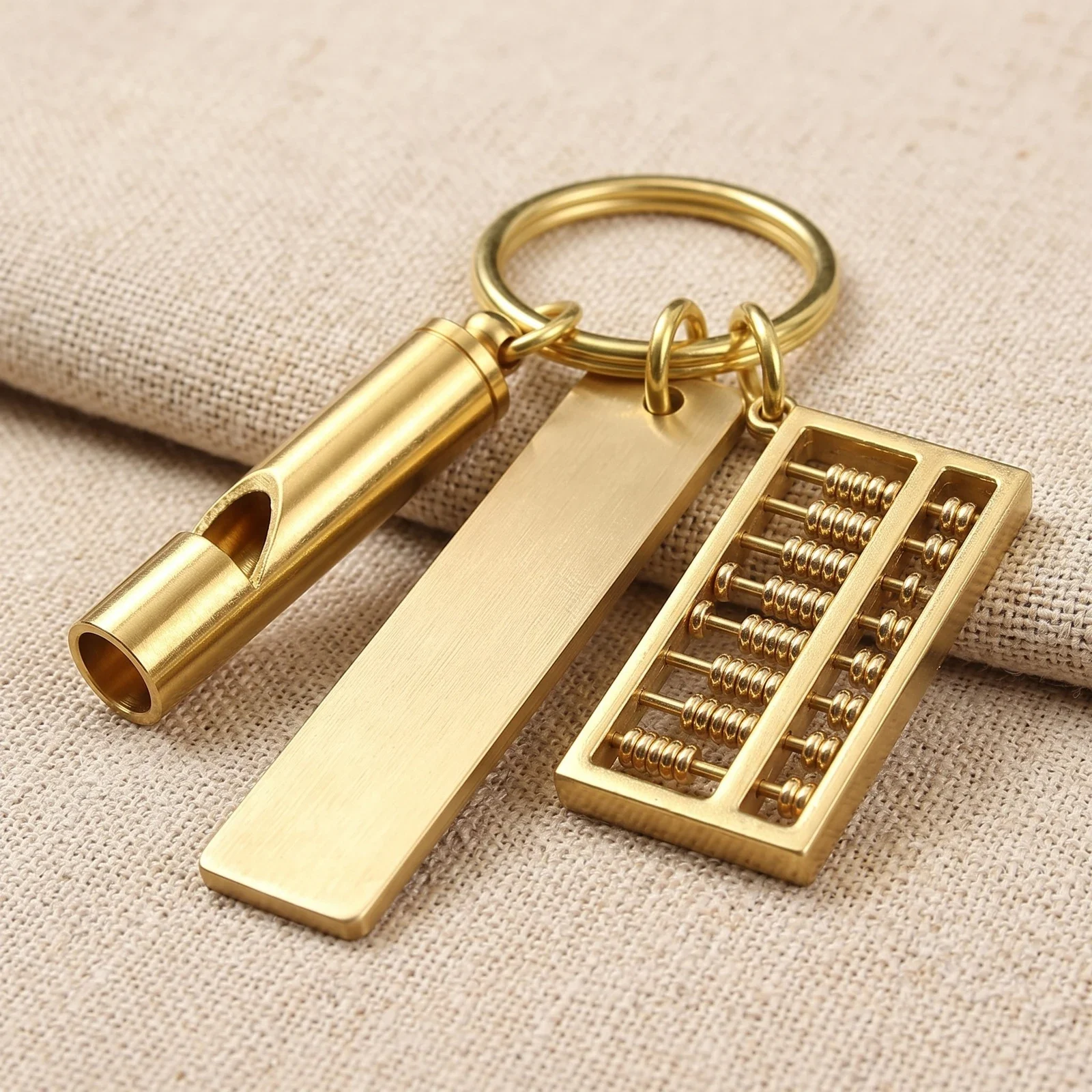 Movable Abacus and Gourd Brass Keychain — photo 3