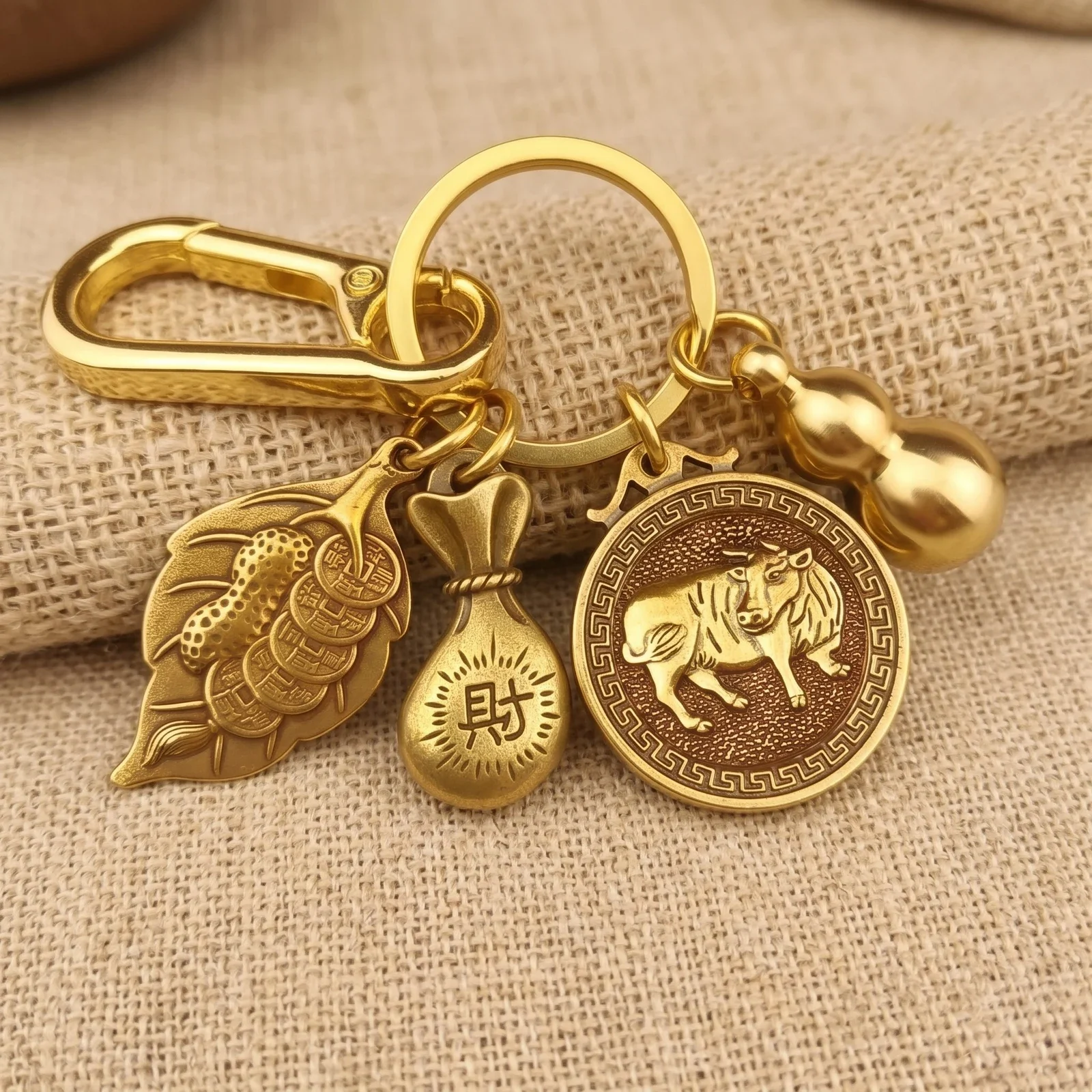 Brass Gourd and Money Bag Zodiac Keychain — photo 3