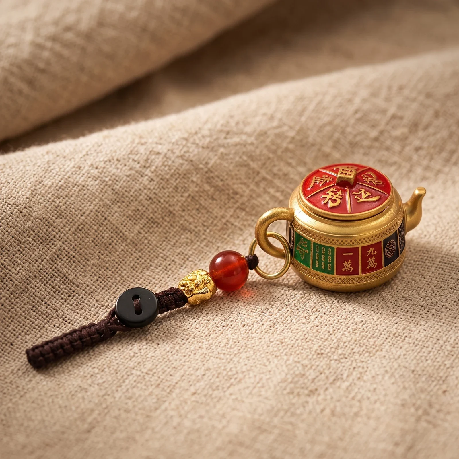 Hand Painted Zodiac Teapot Spinning Keychain — photo 2