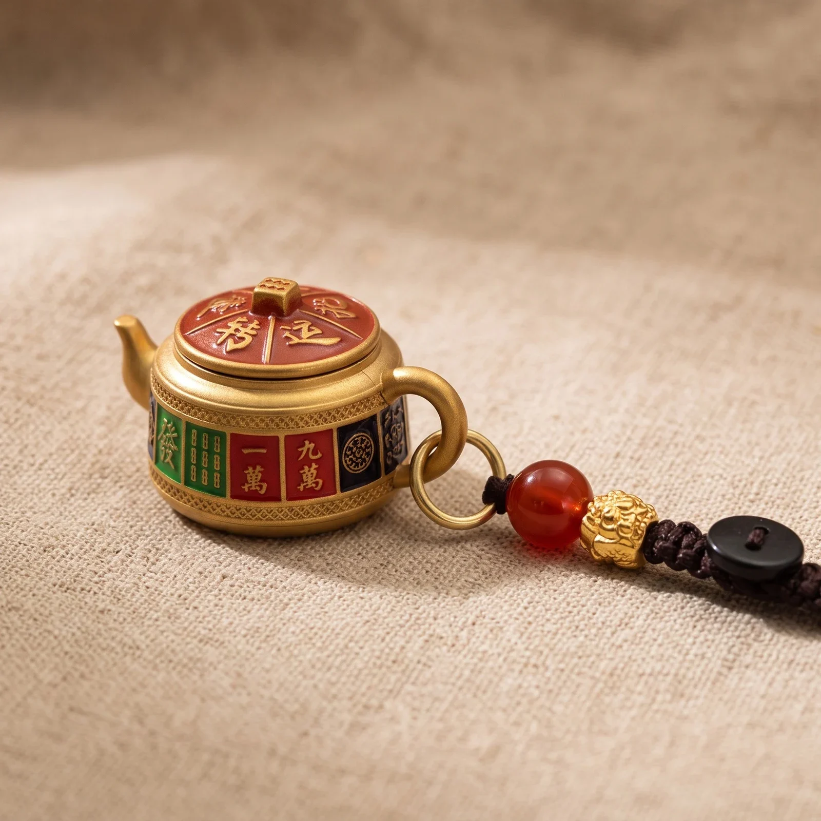Hand Painted Zodiac Teapot Spinning Keychain — photo 3