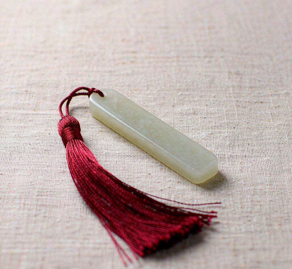 Nephrite Jade Bookmark with Tassel