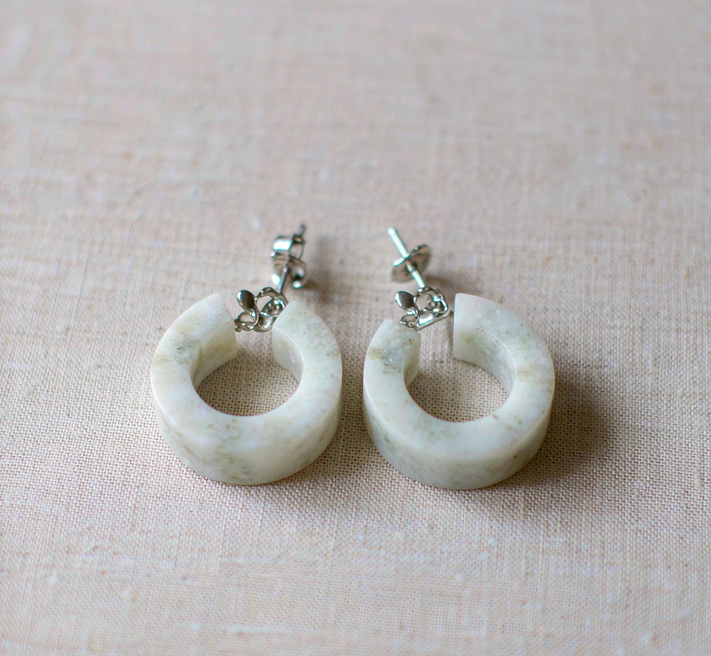 Nephrite Jade Hoop Earrings