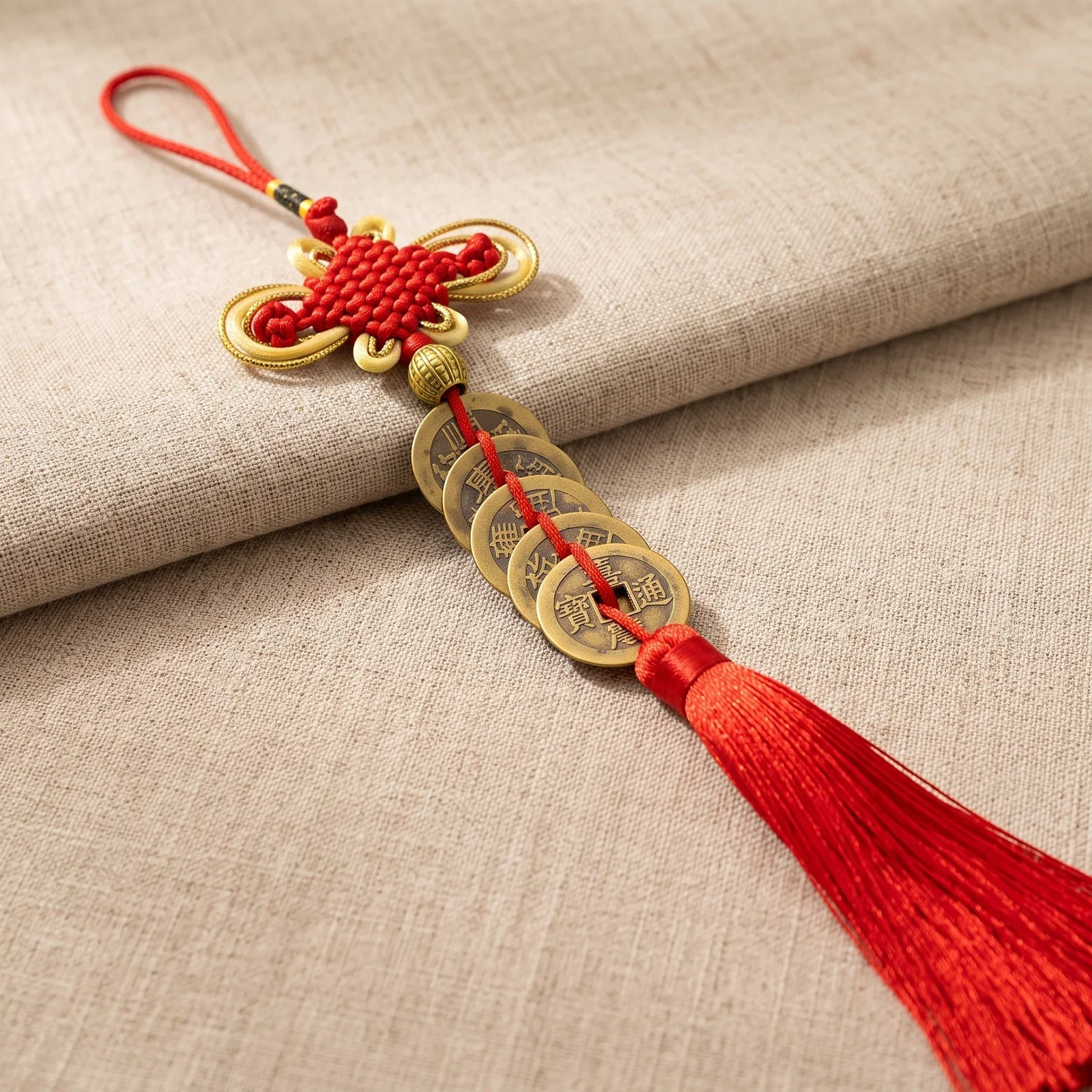 Nine Emperor Coin Chinese Knot Wall Hanging — photo 3