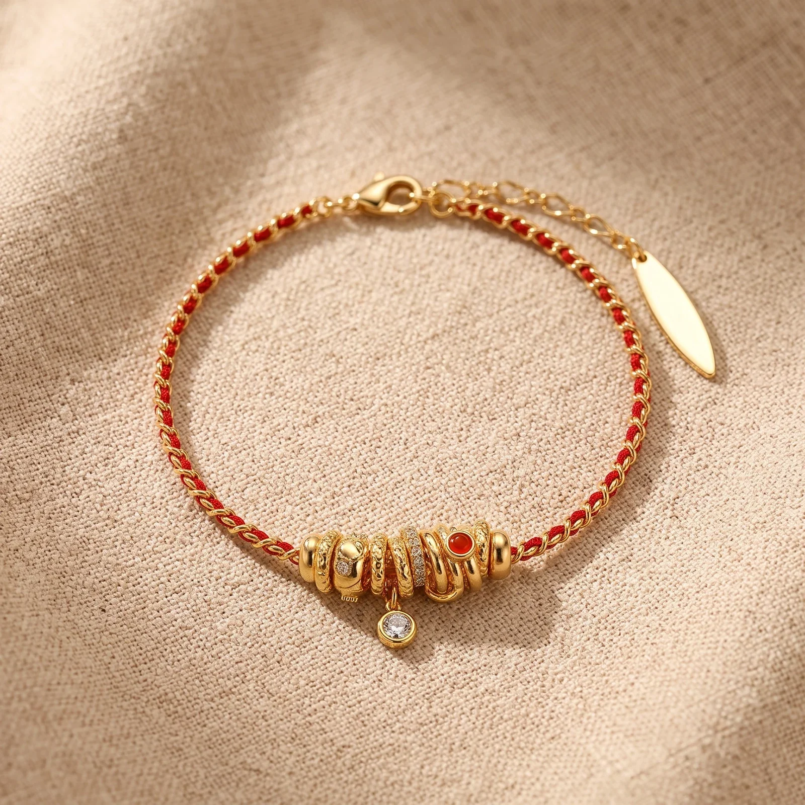 Red Cord with Glass Bead Bracelet — photo 3