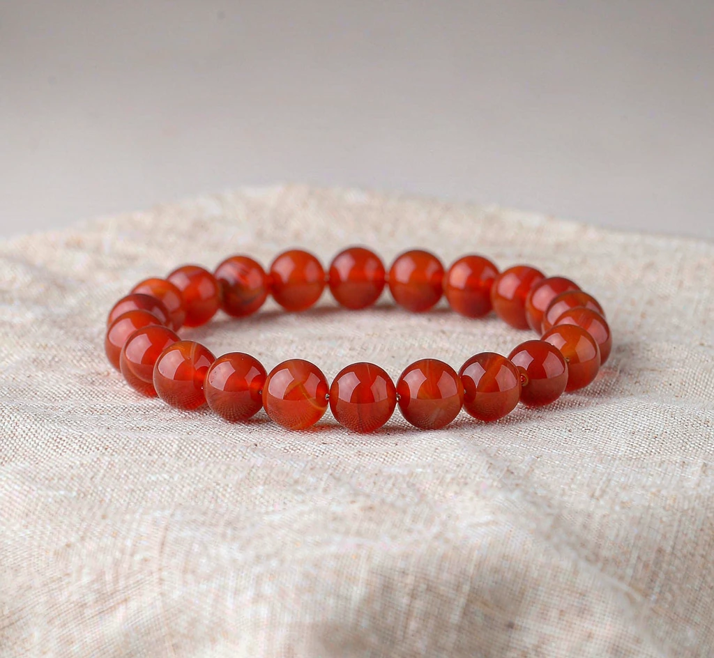 Red Agate Bead Bracelet — Unisex