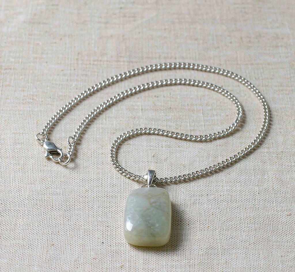 Sterling Silver Necklace with Nephrite Jade Pendant