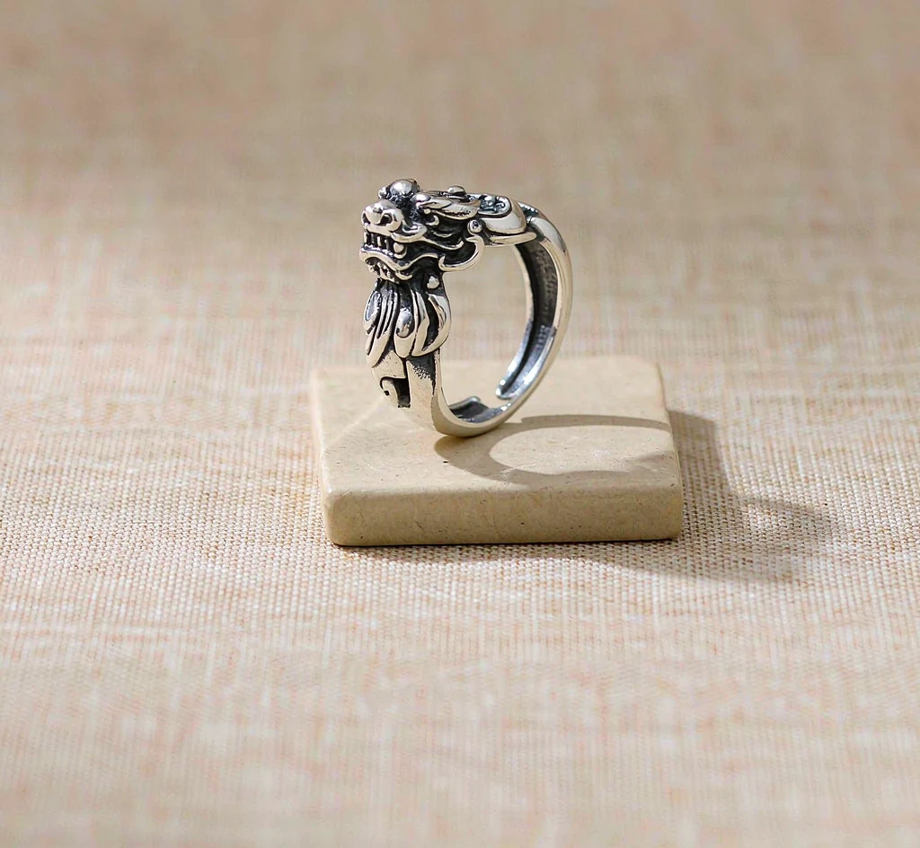 Sterling Silver Pixiu Ring — Open Band