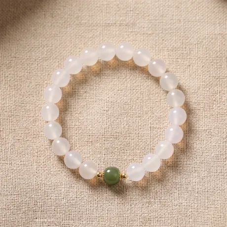 White Agate Bead Bracelet