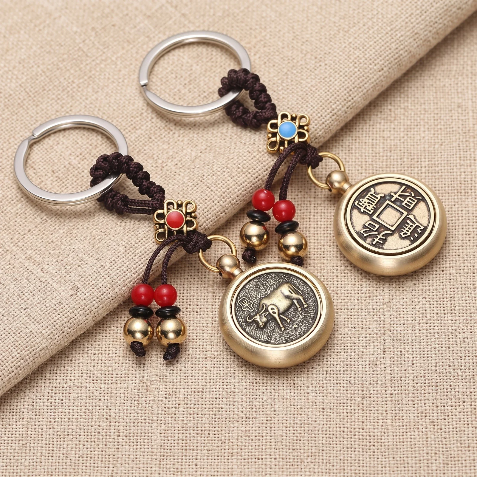 Twelve Zodiac Brass Coin Keychain — photo 2