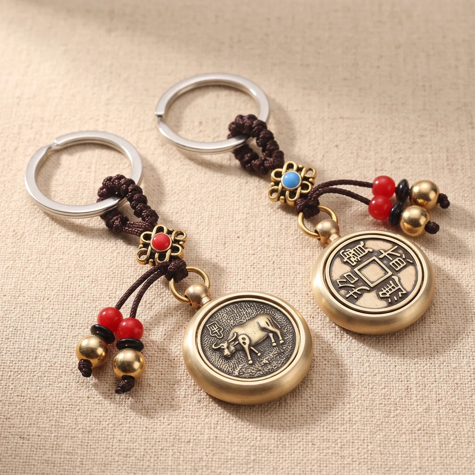 Twelve Zodiac Brass Coin Keychain — photo 3